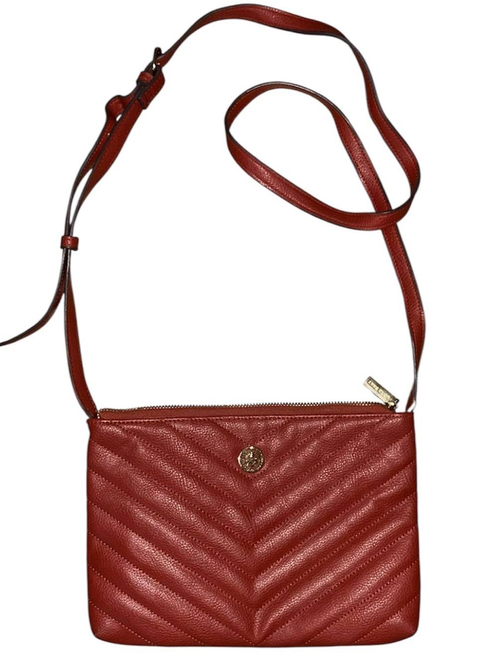 Anne Klein Red Quilted Crossbody Bag with Gold Accent
